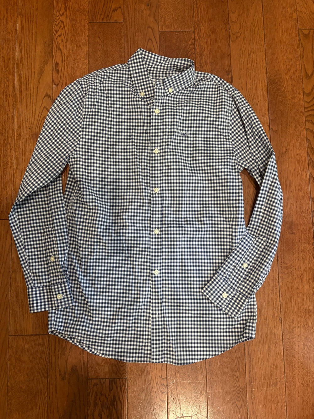Vineyard Vines Boys Navy and White Gingham Button-Down Shirt